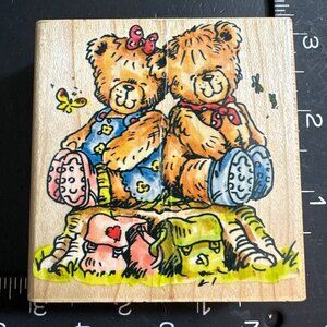 Penny Black Rubber Stamp Just The Two Of Us 314H Teddy Bears Michael Woodward